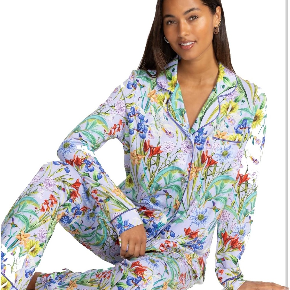 Johnny Was Carly Daphne Pj Set Long Floral Lounge Sleepwear 2 pc NEW - Medium